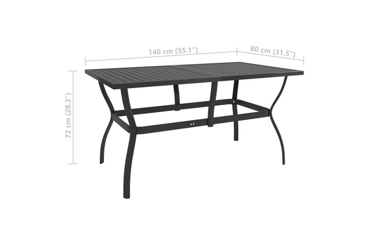 Puutarhapöytä antrasiitti 140x80x72 cm teräs - Antrasiitti - Ruokapöytä terassille
