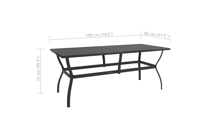Puutarhapöytä antrasiitti 190x80x72 cm teräs - Antrasiitti - Ruokapöytä terassille