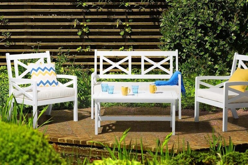 Puutarhapöytä Baltic 100 cm - Valkoinen - Puutarhakalusteet - Terassipöydät - Ruokapöytä terassille