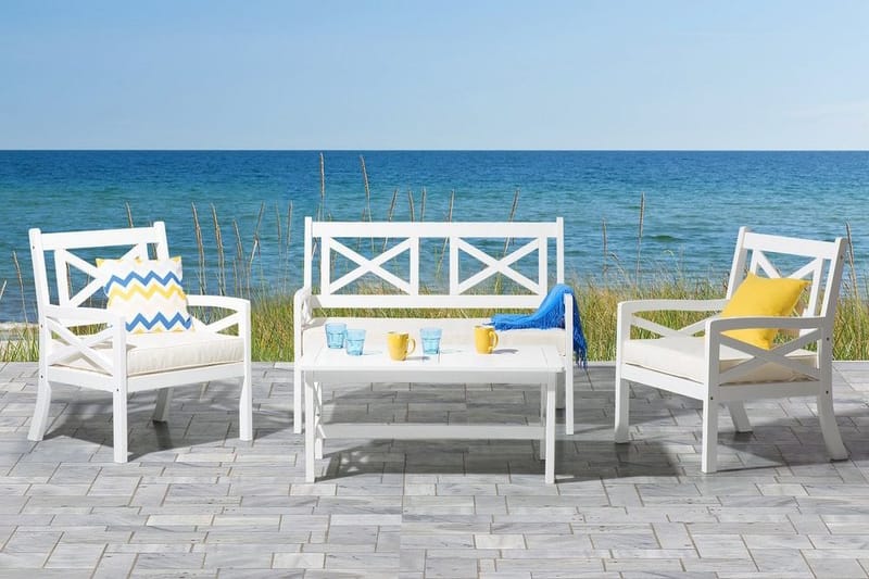 Puutarhapöytä Baltic 100 cm - Valkoinen - Puutarhakalusteet - Terassipöydät - Ruokapöytä terassille