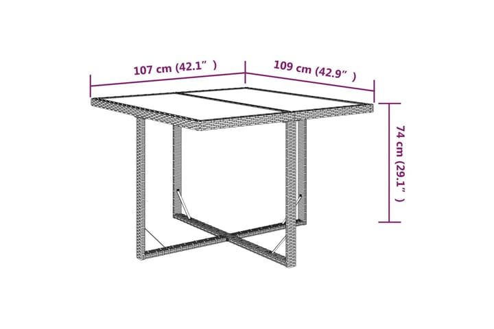 Puutarhapöytä beige 109x107x74 cm polyrottinki ja lasi - Beige - Ruokapöytä terassille