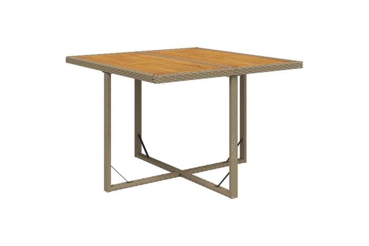 Puutarhapöytä beige 109x107x74 cm polyrottinki ja täyspuu - Beige - Ruokapöytä terassille