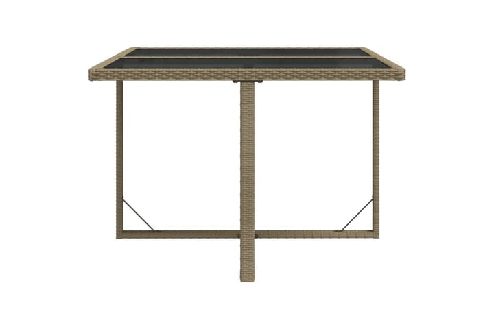 Puutarhapöytä beige 109x107x74 cm polyrottinki ja lasi - Beige - Ruokapöytä terassille