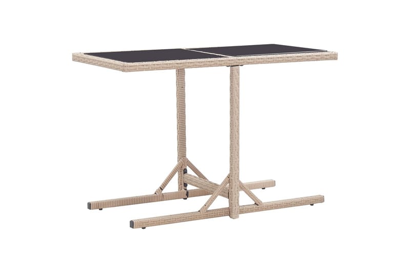 Puutarhapöytä beige 110x53x72 cm lasi ja polyrottinki - Puutarhakalusteet - Terassipöydät - Ruokapöytä terassille