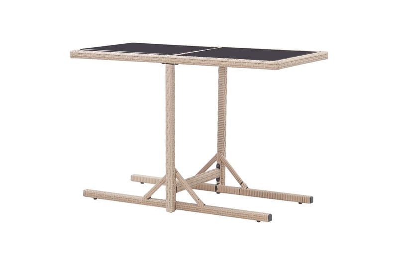 Puutarhap�öytä beige 110x53x72 cm lasi ja polyrottinki - Puutarhakalusteet - Terassipöydät - Ruokapöytä terassille