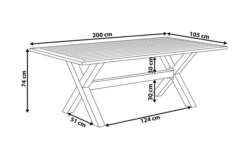 Puutarhapöytä Cascais 200 cm - Harmaa - Puutarhakalusteet - Terassipöydät - Ruokapöytä terassille