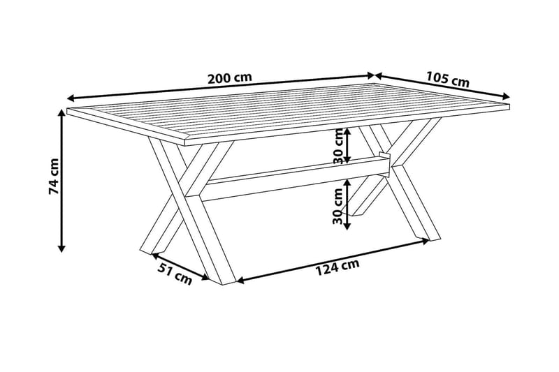 Puutarhapöytä Cascais 200 cm - Harmaa - Puutarhakalusteet - Terassipöydät - Ruokapöytä terassille