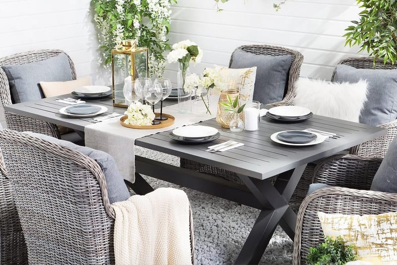 Puutarhapöytä Cascais 200 cm - Harmaa - Puutarhakalusteet - Terassipöydät - Ruokapöytä terassille