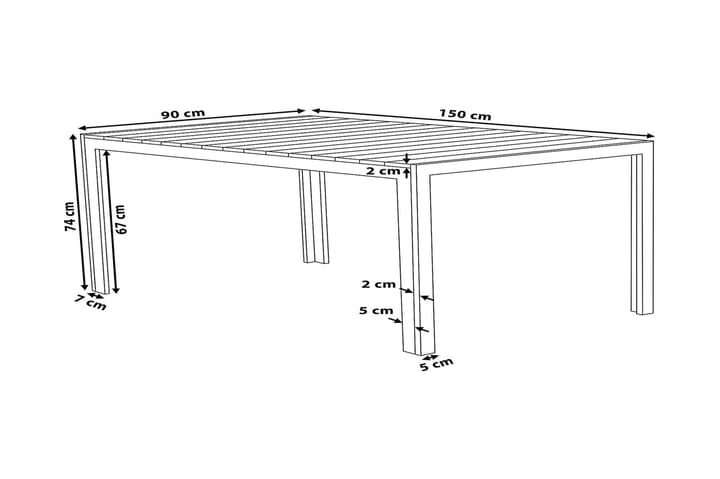 Puutarhapöytä Como 150 cm - Ruokapöytä terassille