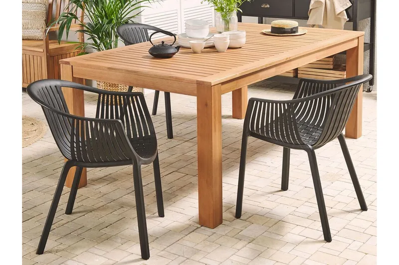 Puutarhapöytä Eukaliptus 190 x 105 cm MONSANO - Puu/Luonnonväri - Puutarhakalusteet - Terassipöydät - Ruokapöytä terassille