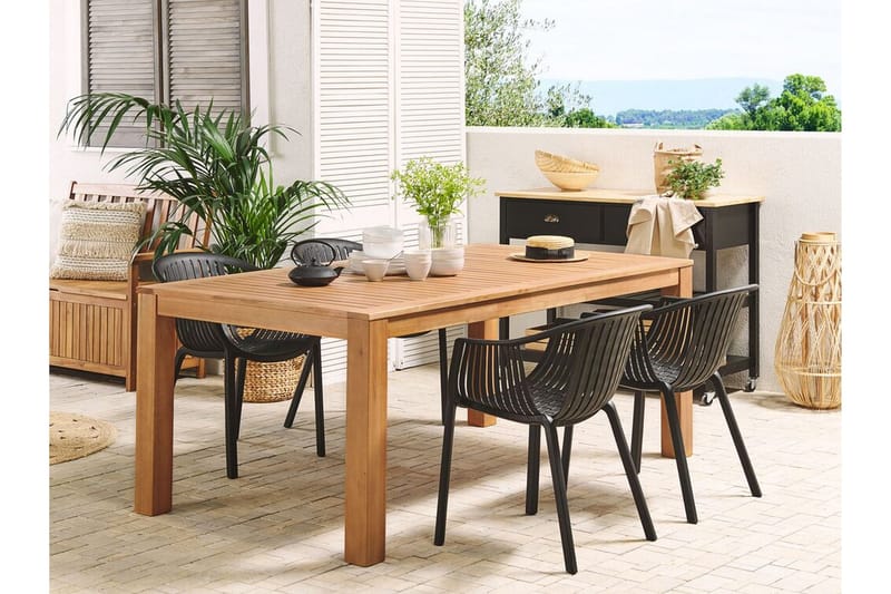 Puutarhapöytä Eukaliptus 190 x 105 cm MONSANO - Puu/Luonnonväri - Puutarhakalusteet - Terassipöydät - Ruokapöytä terassille