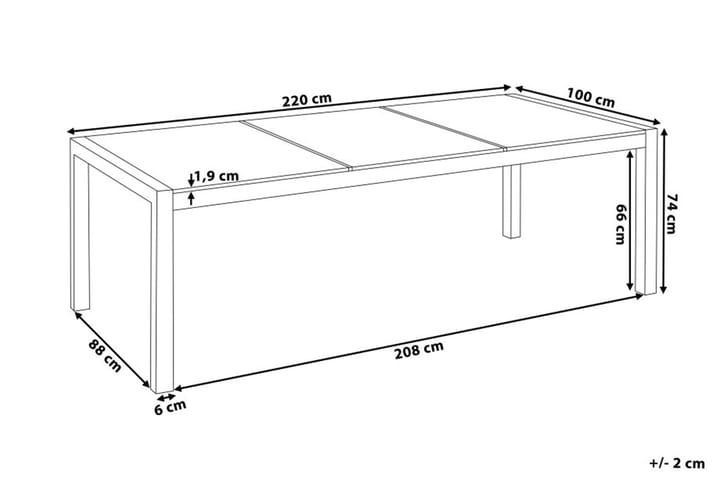 Puutarhapöytä Grosseto 220 cm - Harmaa - Ruokapöytä terassille