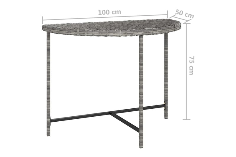 Puutarhapöytä harmaa 100x50x75 cm polyrottinki - Harmaa - Puutarhakalusteet - Terassipöydät - Ruokapöytä terassille