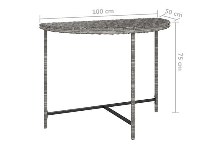 Puutarhapöytä harmaa 100x50x75 cm polyrottinki - Harmaa - Ruokapöytä terassille