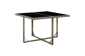 Puutarhapöytä harmaa 109x107x74 cm polyrottinki ja lasi - Harmaa - Puutarhakalusteet - Terassipöydät - Ruokapöytä terassille