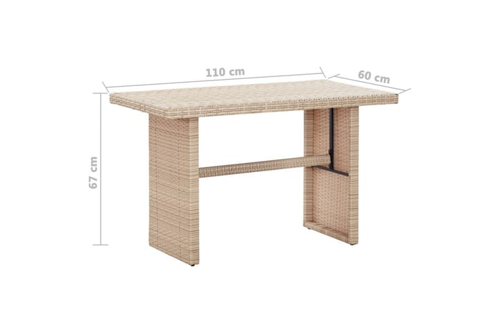 Puutarhapöytä harmaa 110x60x67 cm polyrottinki - Ruokapöytä terassille