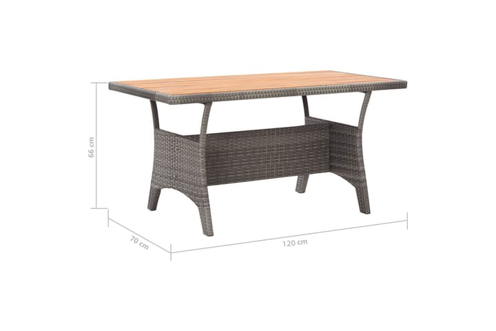 Puutarhapöytä harmaa 120x70x66 cm täysi akaasiapuu - Harmaa - Ruokapöytä terassille