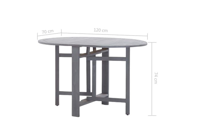 Puutarhapöytä harmaa 120x70x74 cm täysi akaasiapuu - Harmaa - Ruokapöytä terassille