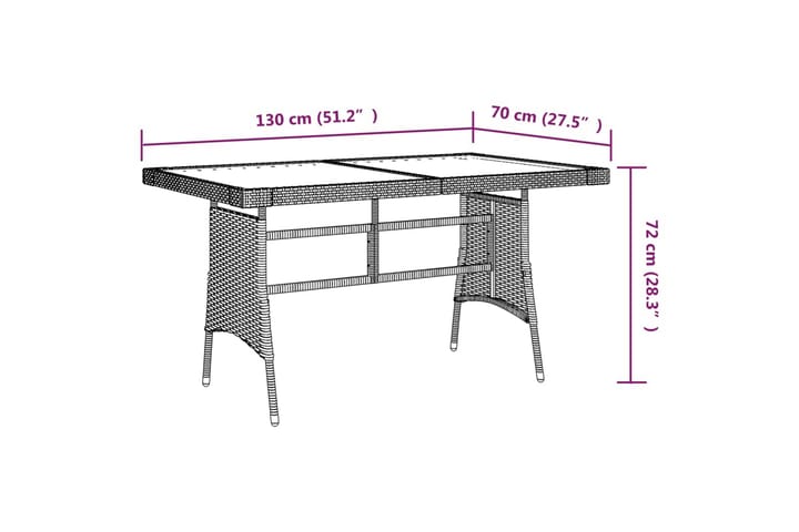 Puutarhapöytä harmaa 130x70x72 cm polyrottinki ja akaasiapuu - Harmaa - Ruokapöytä terassille