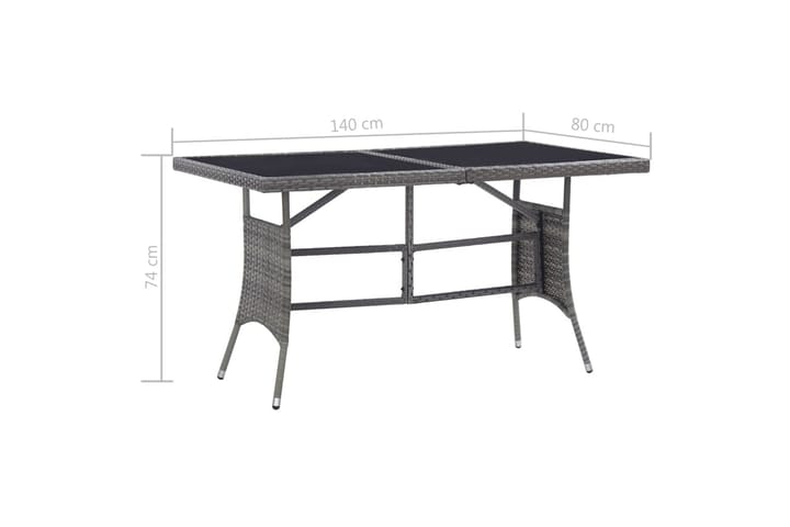 Puutarhapöytä harmaa 140x80x74 cm polyrottinki - Harmaa - Ruokapöytä terassille