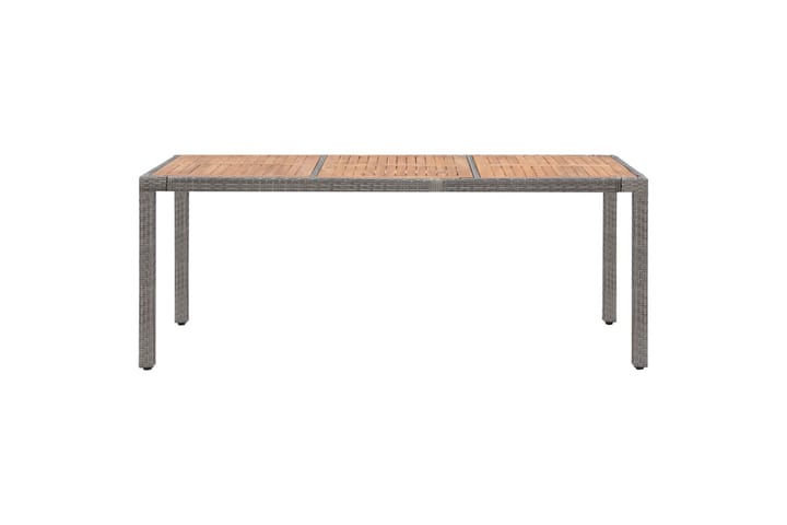 Puutarhapöytä harmaa 190x90x75 cm polyrottinki ja akaasiapuu - Harmaa - Ruokapöytä terassille