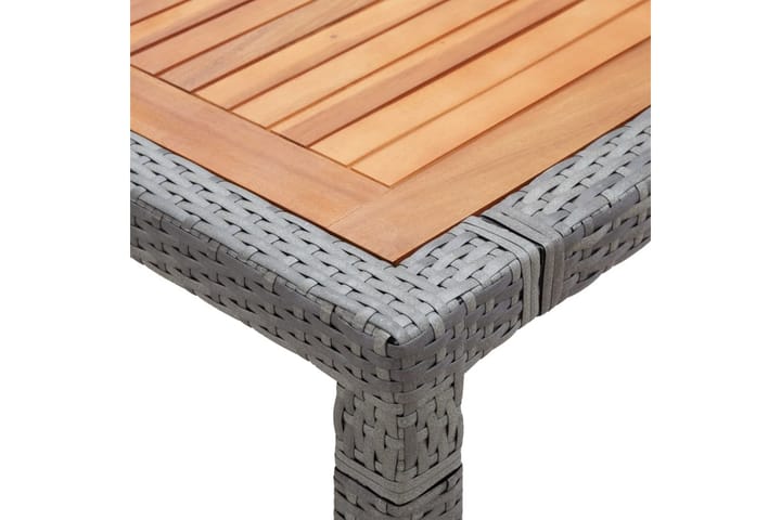 Puutarhapöytä harmaa 200x150x74 cm polyrottinki ja akaasiapu - Harmaa - Ruokapöytä terassille