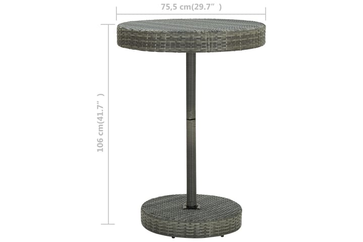Puutarhapöytä harmaa 75,5x106 cm polyrottinki - Ruokapöytä terassille