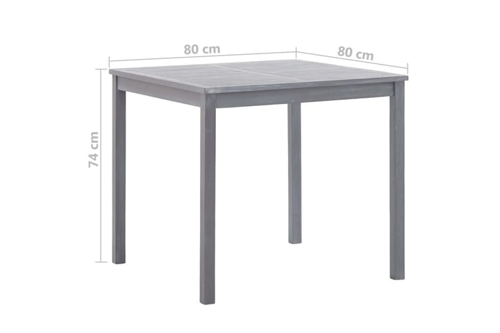 Puutarhapöytä harmaa 80x80x74 cm täysi akaasiapuu - Harmaa - Ruokapöytä terassille