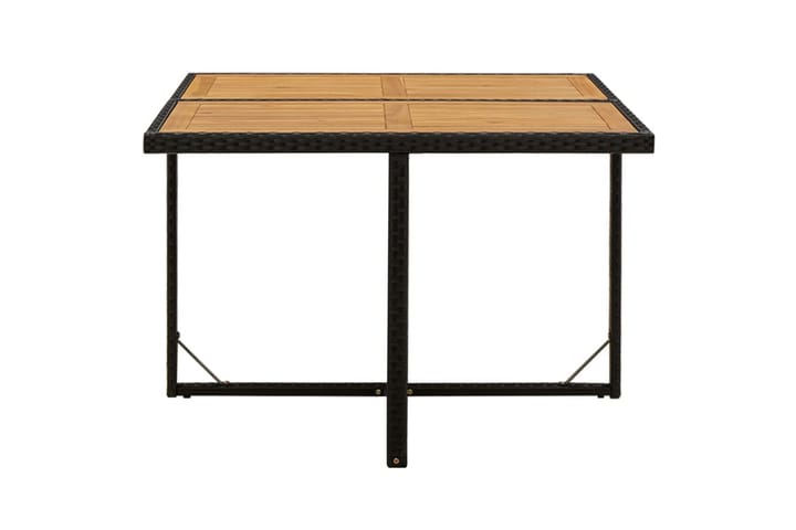 Puutarhapöytä musta 109x107x74 cm polyrottinki ja täysi akaa - Musta - Ruokapöytä terassille