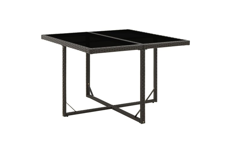 Puutarhapöytä musta 109x107x74 cm polyrottinki ja lasi - Musta - Puutarhakalusteet - Terassipöydät - Ruokapöytä terassille