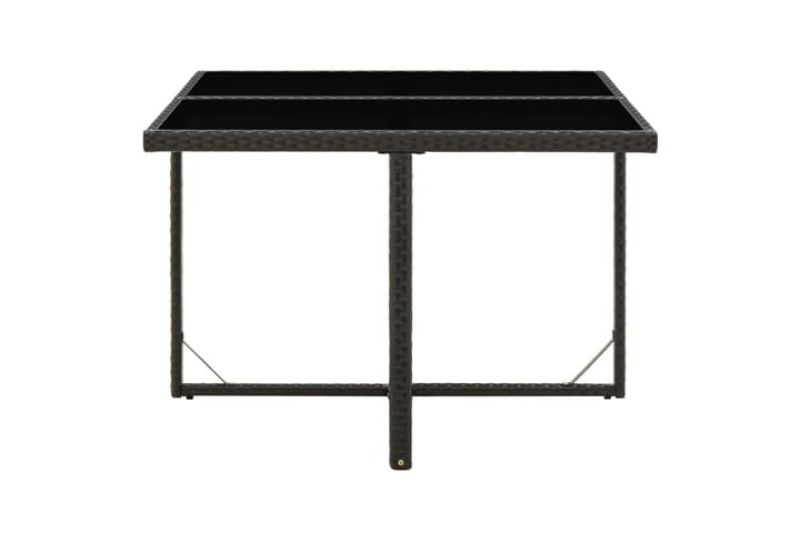 Puutarhapöytä musta 109x107x74 cm polyrottinki ja lasi - Musta - Ruokapöytä terassille