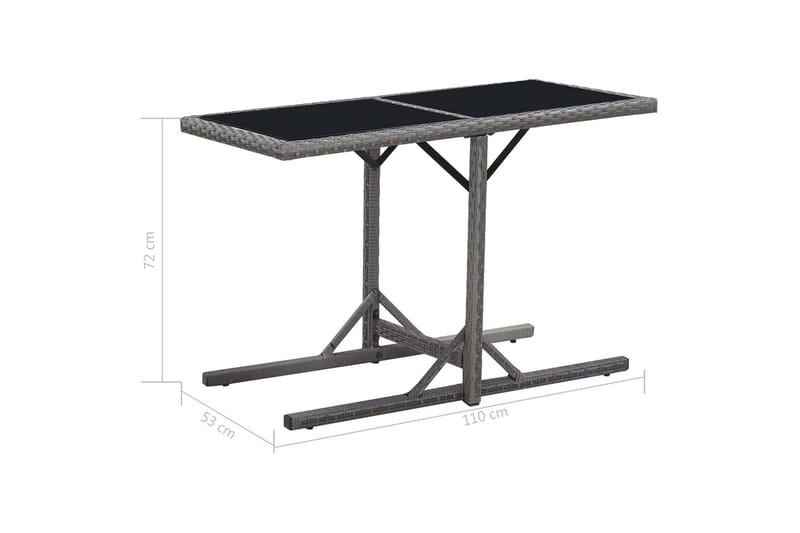 Puutarhapöytä musta 110x53x72 cm lasi ja polyrottinki - Puutarhakalusteet - Terassipöydät - Ruokapöytä terassille
