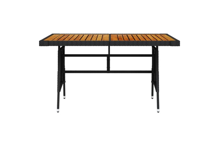Puutarhapöytä musta 130x70x72 cm polyrottinki ja akaasiapuu - Musta - Ruokapöytä terassille