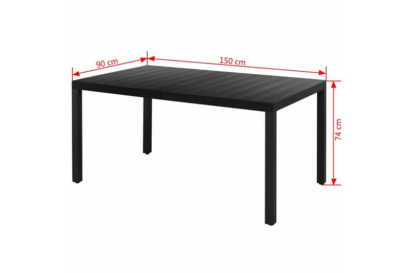 Puutarhapöytä musta 150x90x74 cm alumiini ja WPC - Musta - Puutarhakalusteet - Terassipöydät - Ruokapöytä terassille
