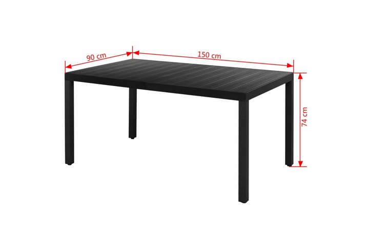 Puutarhapöytä musta 150x90x74 cm alumiini ja WPC - Musta - Ruokapöytä terassille