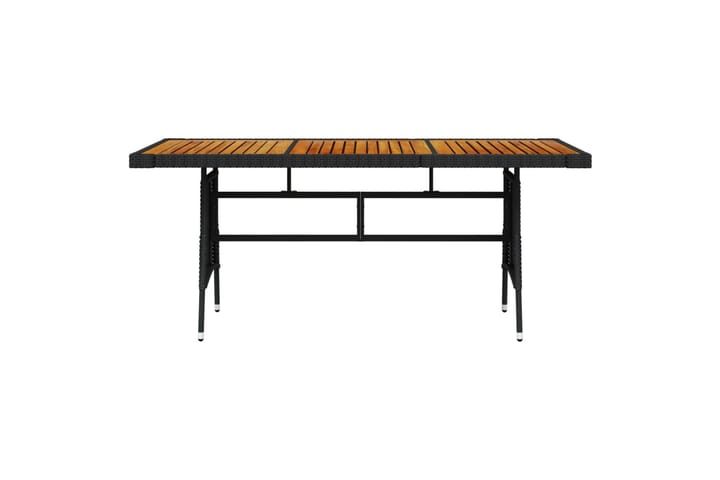 Puutarhapöytä musta 160x70x72 cm polyrottinki ja akaasiapuu - Musta - Ruokapöytä terassille