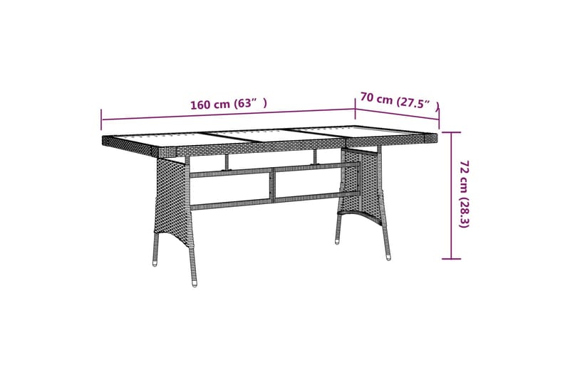 Puutarhapöytä musta 160x70x72 cm polyrottinki ja akaasiapuu - Musta - Puutarhakalusteet - Terassipöydät - Ruokapöytä terassille