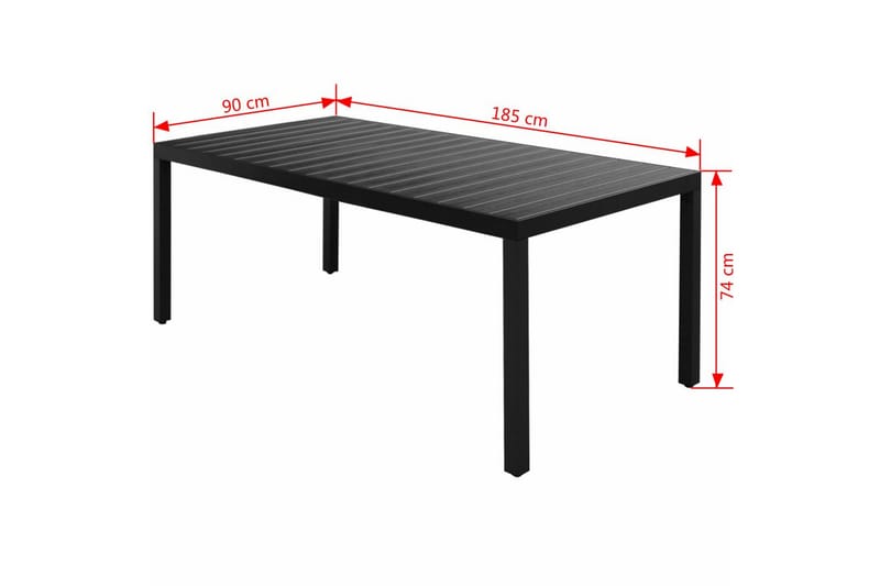 Puutarhapöytä musta 185x90x74 cm alumiini ja WPC - Musta - Puutarhakalusteet - Terassipöydät - Ruokapöytä terassille