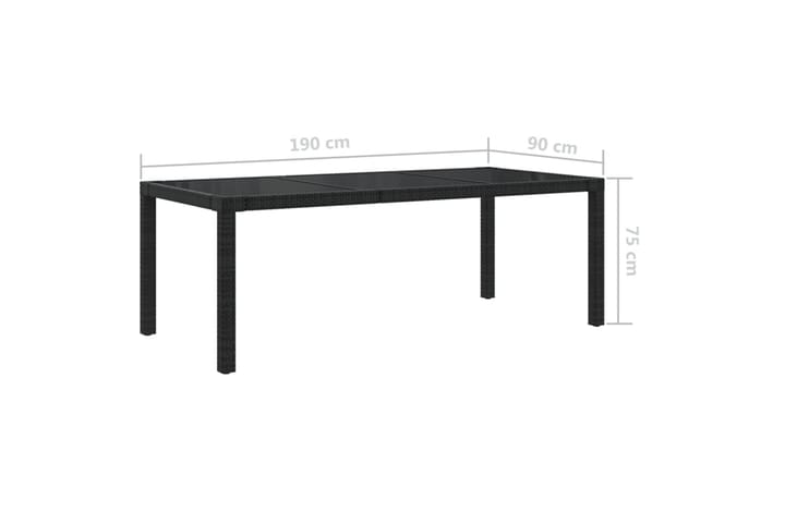 Puutarhapöytä musta 190x90x75 cm - Ruokapöytä terassille