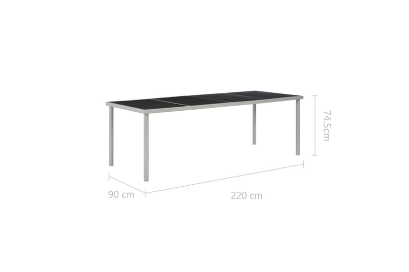 Puutarhapöytä musta 220x90x74,5 cm teräs - Musta - Puutarhakalusteet - Terassipöydät - Ruokapöytä terassille