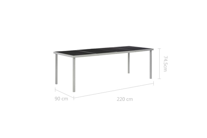 Puutarhapöytä musta 220x90x74,5 cm teräs - Musta - Ruokapöytä terassille