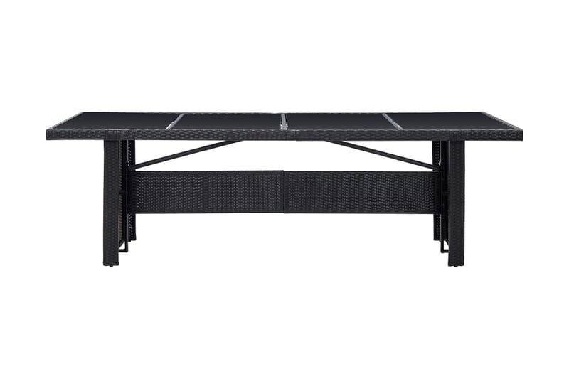 Puutarhapöytä musta 240x90x74 cm polyrottinki ja lasi - Musta - Puutarhakalusteet - Terassipöydät - Ruokapöytä terassille