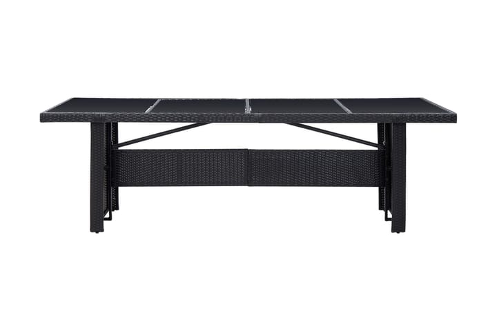 Puutarhapöytä musta 240x90x74 cm polyrottinki ja lasi - Musta - Ruokapöytä terassille
