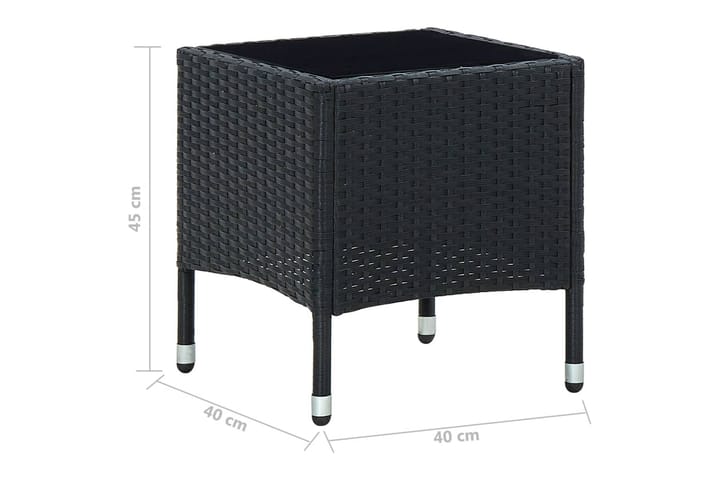 Puutarhapöytä musta 40x40x45 cm polyrottinki - Musta - Ruokapöytä terassille