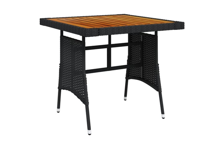 Puutarhapöytä musta 70x70x72 cm polyrottinki ja akaasiapuu - Musta - Ruokapöytä terassille
