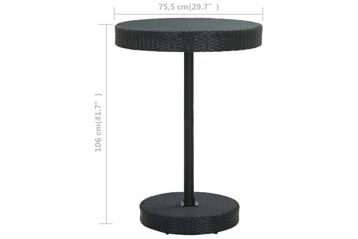 Puutarhapöytä musta 75,5x106 cm polyrottinki - Ruokapöytä terassille
