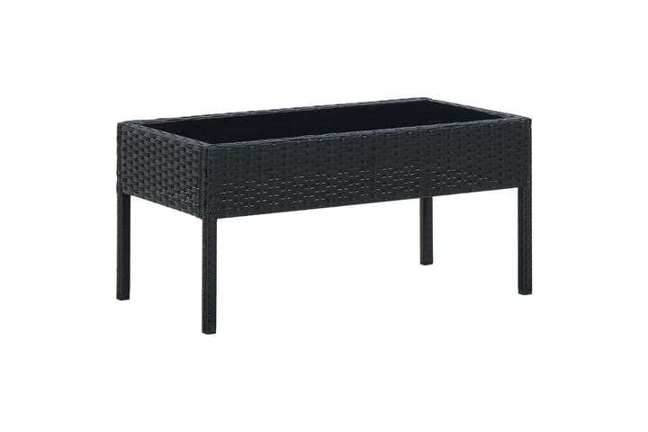 Puutarhapöytä musta 75x40x37 cm polyrottinki - Musta - Ruokapöytä terassille