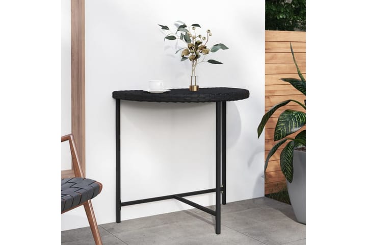 Puutarhapöytä musta 80x50x75 cm polyrottinki - Musta - Ruokapöytä terassille