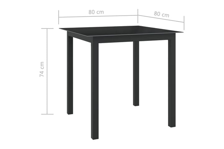 Puutarhapöytä musta 80x80x74 cm alumiini ja lasi - Musta - Ruokapöytä terassille