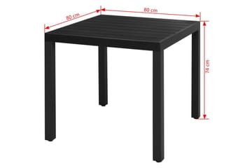 Puutarhapöytä musta 80x80x74 cm alumiini ja WPC - Musta - Puutarhakalusteet - Terassipöydät - Ruokapöytä terassille
